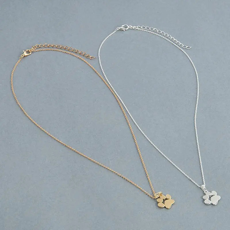 Dog Paw Pendant Necklace - Cute Animal Design