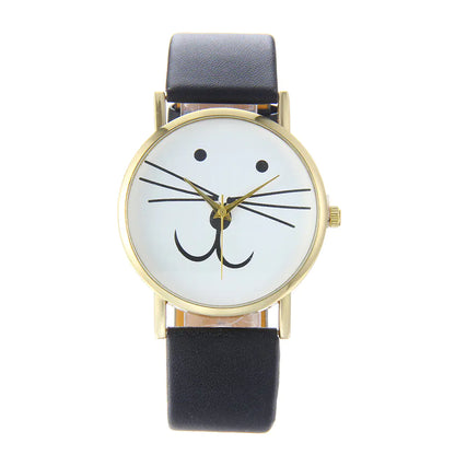 Trendy Cat Design Watch with Colorful Strap for Students