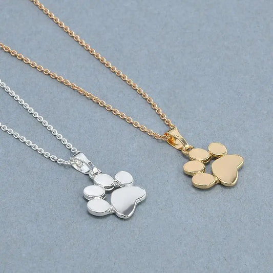 Dog Paw Pendant Necklace - Cute Animal Design